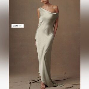 Meshki YVETTE Slip Maxi Dress With Asymmetrical Hem - Sage